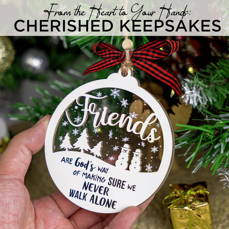 Hangwoous Friendships Ornament, 2 Layer Friends Christmas Ornaments, Friends Ornament, Christmas Gift For Women, Friendship Ornaments for Women Friend, New Year Gift, Friendship Gifts - Image 4